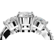 Cushion Cut Three Stone Engagement Ring Setting | Tapered Pave Band | Platinum