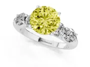 Round 5 Stone Engagement Ring Setting for a Fancy Yellow Lab-Grown Diamond | Platinum