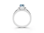 Marquise Side Stone Pave Engagement Ring Setting for a Fancy Blue Lab-Grown Diamond | Paired Round Accents | White Gold