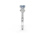 Cushion Cut Pavé Solitaire Engagement Ring Setting for a Fancy Blue Lab-Grown Diamond | Crossover Gallery | Platinum