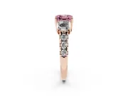 Asscher Cut Three Stone Engagement Ring Setting for a Fancy Pink Lab-Grown Diamond | Accented Shoulders | Rose Gold