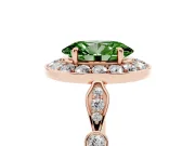 Oval Halo Engagement Ring Setting for a Fancy Green Lab-Grown Diamond | Bezel Stations | Rose Gold
