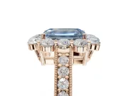 Emerald Cut Vintage Halo Engagement Ring Setting for a Fancy Blue Lab-Grown Diamond | Rose Gold