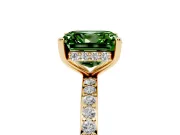 Fancy Green Asscher Cut Diamond Pavé Band Ring Set in Yellow gold with Prong-Set Center Stone
