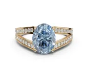 Oval Split Shank Pavé Engagement Ring Setting for a Fancy Blue Lab-Grown Diamond | Yellow Gold