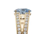Oval Split Shank Pavé Engagement Ring Setting for a Fancy Blue Lab-Grown Diamond | Yellow Gold