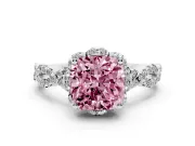 Cushion Cut Halo Engagement Ring Setting for a Fancy Pink Lab-Grown Diamond | Sterling Silver - Design NV-24725