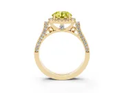 Round Halo Engagement Ring Setting for a Fancy Yellow Lab-Grown Diamond | Pavé Panel Shoulders | Yellow Gold