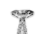 Fancy Black Marquise Cut Diamond Three-Stone Ring Set in Platinum with Pavé Split Shank and Prong Setting