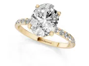3.5 Carat Oval Lab-Grown Diamond Solitaire Engagement Ring | Pavé Shoulders | Yellow Gold