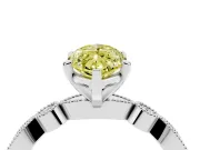 Fancy Yellow Marquise Cut Diamond Solitaire Engagement Ring Set in Platinum with Milgrain Bezel Accent Band