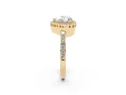 Heart-Shaped Vintage Halo Pavé Engagement Ring Setting | Milgrain Border | Yellow Gold