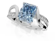 Radiant Cut Bypass Solitaire Engagement Ring Setting for a Fancy Blue Lab-Grown Diamond | Pavé Strands | Sterling Silver