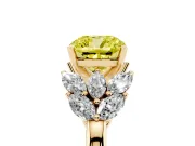 Cushion Cut Leaf Cluster Engagement Ring Setting for a Fancy Yellow Lab-Grown Diamond | Yellow Gold