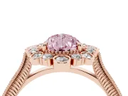 Fancy Pink Pear Cut Diamond Halo Milgrain Pavé Ring Set in Rose gold with Prong Setting