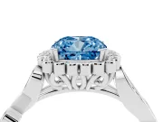 Cushion Cut Leaf Halo Engagement Ring Setting for a Fancy Blue Lab-Grown Diamond | Platinum