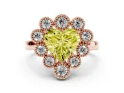 Heart-Shaped Milgrain Cluster Halo Engagement Ring Setting for a Fancy Yellow Lab-Grown Diamond | Plain Band | Rose Gold
