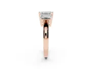 Emerald Cut Three Stone Engagement Ring Setting | Large Side Stones | Rose Gold