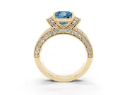 Princess Cut Vintage Pave Engagement Ring Setting for a Fancy Blue Lab-Grown Diamond | Milgrain Edges | Yellow Gold
