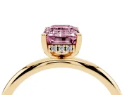 Emerald Cut Hidden Halo Engagement Ring Setting for a Fancy Pink Lab-Grown Diamond | Plain Band | Yellow Gold