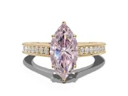 Marquise Vintage Engraved Pavé Engagement Ring Setting for a Fancy Pink Lab-Grown Diamond | Milgrain Edges | Yellow Gold