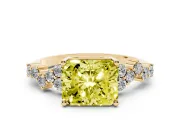 Radiant Cut Accented Engagement Ring Setting for a Fancy Yellow Lab-Grown Diamond | Yellow Gold