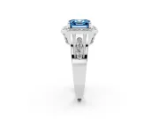 Asscher Cut Halo Engagement Ring Setting for a Fancy Blue Lab-Grown Diamond | Channel-Set Split Shank | Sterling Silver