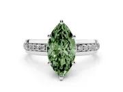 Marquise Channel Set Solitaire Engagement Ring Setting for a Fancy Green Lab-Grown Diamond | Rope Collar Head | Platinum