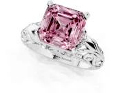 Asscher Cut Filigree Solitaire Engagement Ring Setting for a Fancy Pink Lab-Grown Diamond | Platinum