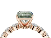 Radiant Cut Graduated Side Stone Engagement Ring Setting for a Fancy Green Lab-Grown Diamond | Rose Gold