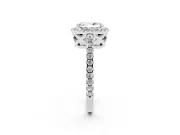 Radiant Cut Halo Engagement Ring Setting | Half Pave Band | Sterling Silver