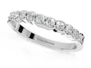 Round Lab-Grown Diamond U-Prong Set Wedding Band | Open Side Arcs | White Gold