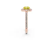 Cushion Cut Pave Halo Engagement Ring Setting for a Fancy Yellow Lab-Grown Diamond | Pave Band | Rose Gold