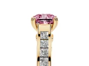 Cushion Cut Channel Engagement Ring Setting for a Fancy Pink Lab-Grown Diamond | Yellow Gold - Design NV-24671