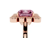 Asscher Cut Milgrain Cluster Halo Engagement Ring Setting for a Fancy Pink Lab-Grown Diamond | Plain Band | Rose Gold