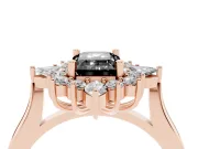 Emerald Cut Cluster Halo Engagement Ring Setting for a Black Center | Rose Gold