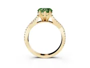 Fancy Green Heart Cut Diamond Solitaire Engagement Ring Set in Yellow gold with Twisted Pavé Band and Prong Setting