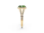 Oval Split Shank Halo Engagement Ring Setting for a Fancy Green Lab-Grown Diamond | Yellow Gold
