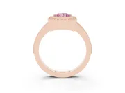 Radiant Cut Milgrain Halo Engagement Ring Setting for a Fancy Pink Lab-Grown Diamond | Pave Band | Rose Gold