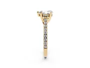 Pear-Shaped Hidden Halo Pave Engagement Ring Setting | Claw Prongs | Yellow Gold