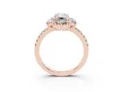 Emerald Cut Star Floral Halo Engagement Ring Setting | Graduated Pavé Band | Rose Gold
