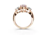 Pear-Shaped Three Stone Engagement Ring Setting for a Fancy Pink Lab-Grown Diamond | Tapered Pave Band | Rose Gold