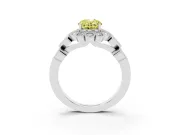 Oval Scalloped Halo Engagement Ring Setting for a Fancy Yellow Lab-Grown Diamond | Heart Pavé Band | Platinum