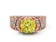 Cushion Cut Vintage Pave Engagement Ring Setting for a Fancy Yellow Lab-Grown Diamond | Milgrain Edges | Rose Gold