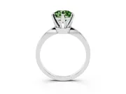 Fancy Green Round Cut Diamond Solitaire Engagement Ring Set in Silver with Slim Tapered Solitaire Band