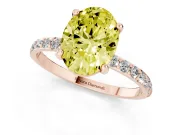 Oval Pave Solitaire Engagement Ring Setting for a Fancy Yellow Lab-Grown Diamond | Pave Shoulders | Rose Gold