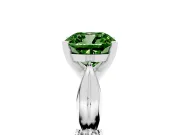 Fancy Green Cushion Cut Diamond Solitaire Twisted Band Ring Set in Platinum with Accent Stones and Prong Setting