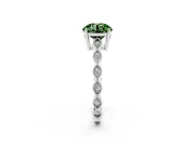 Fancy Green Round Cut Diamond Solitaire Ring Set in Silver with Infinity Twist Pavé Band