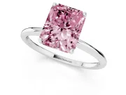 Radiant Cut Thin Solitaire Engagement Ring Setting for a Fancy Pink Lab-Grown Diamond | Straight Plain Band | Platinum