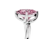 Princess Cut Bypass Solitaire Engagement Ring Setting for a Fancy Pink Lab-Grown Diamond | Plain Band | Sterling Silver